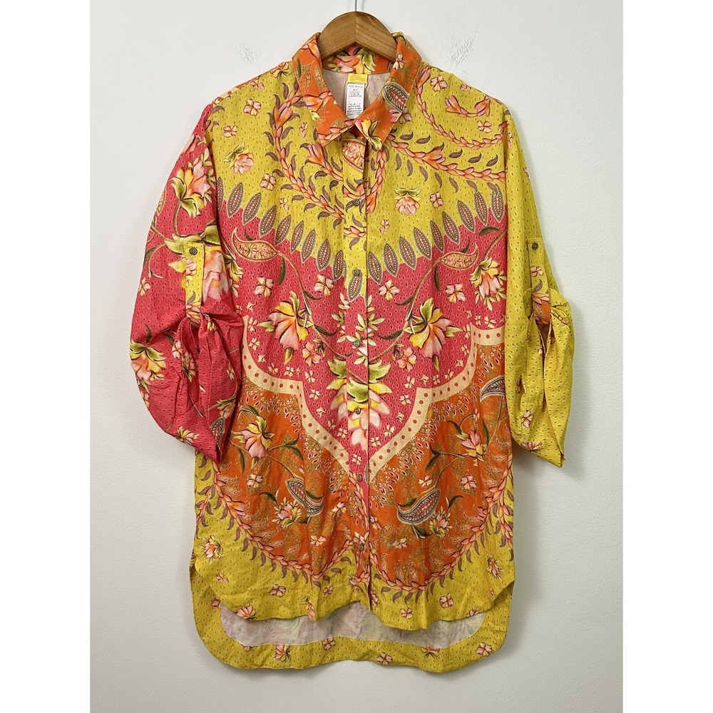 NWT Agua Bendita Chrissy Lula Shirt Tunic Dress Multicolor 1/4 Sleeves Womens L - Picture 2 of 10